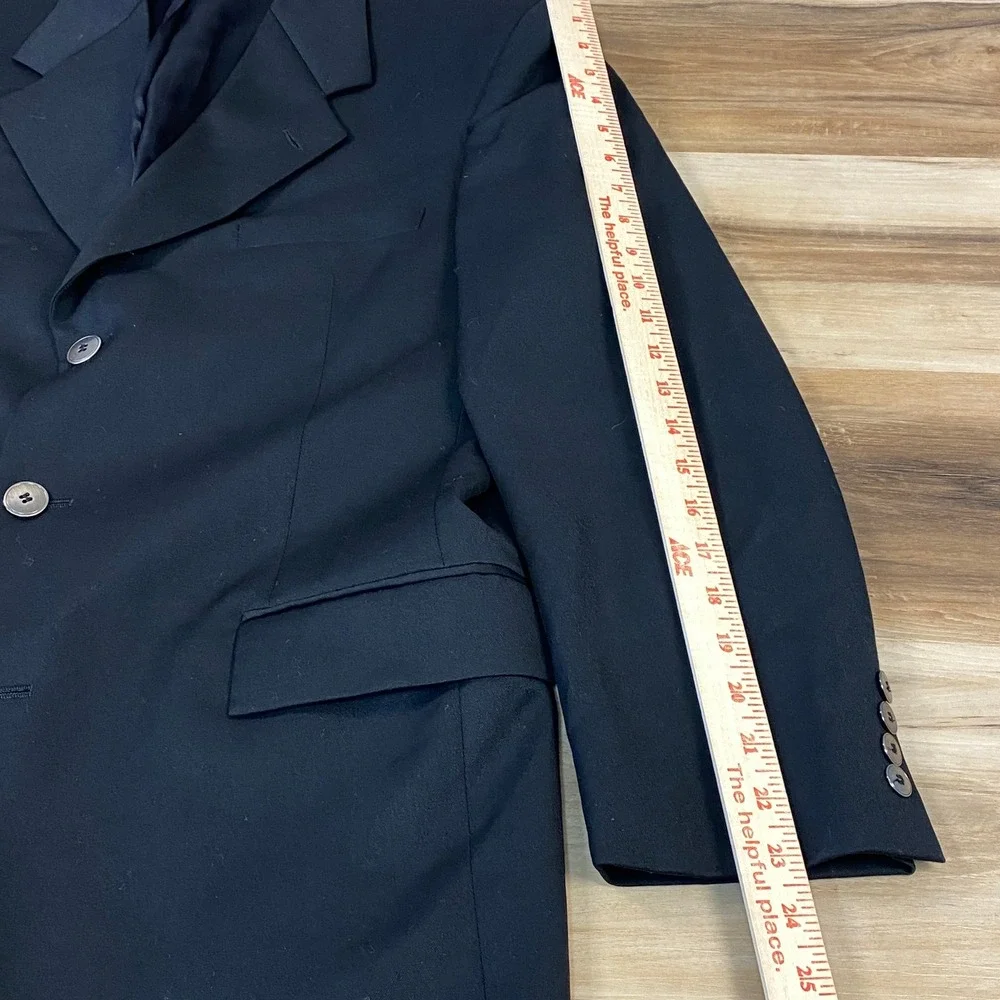 Andrew Fezza Blazer Mens 40S Black Super 100s Wool 3 Button Sport Coat 40SH - Picture 7 of 11